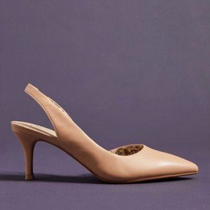 Seychelles Nude Leather Slingback Pump Low Heel